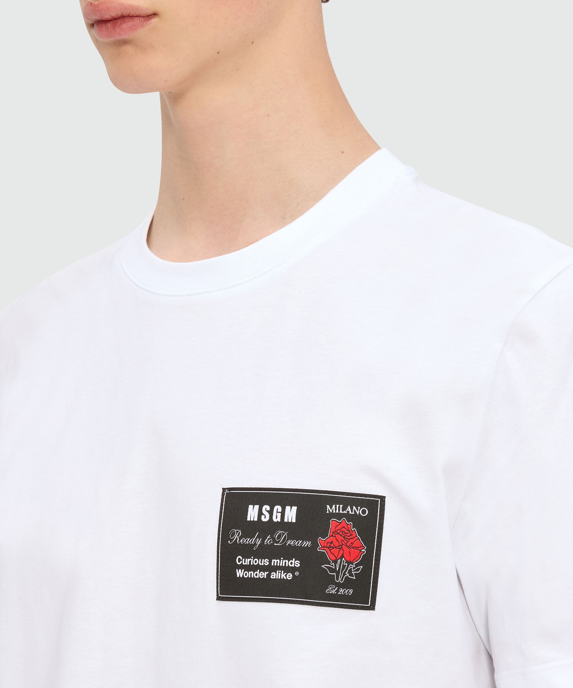 White jersey T-shirt with patch - 5
