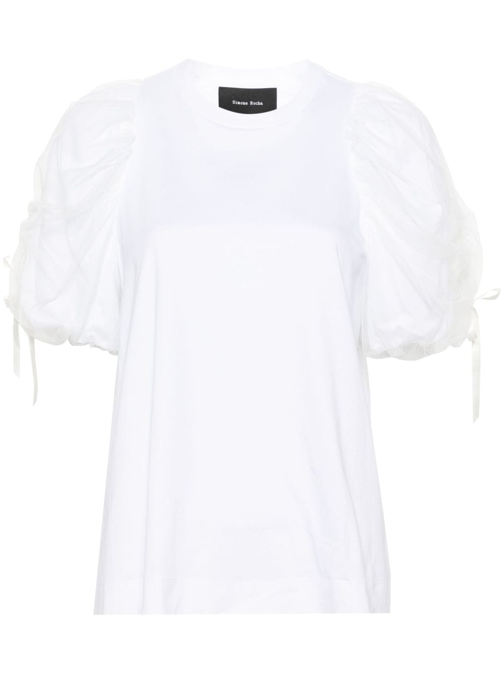 ruched-sleeves cotton T-shirt - 1