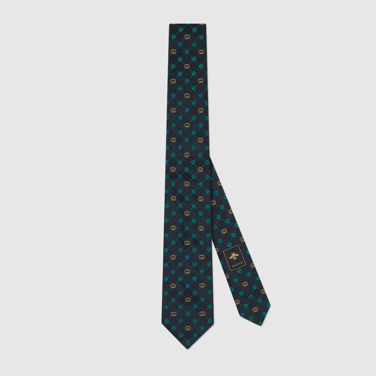 Interlocking G and clover silk tie - 1