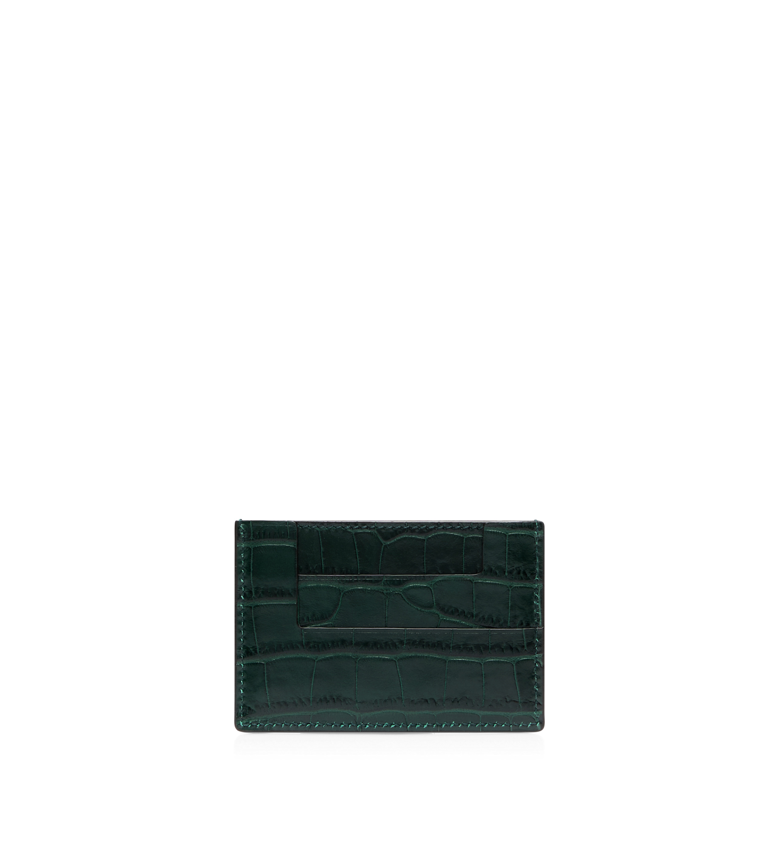 SHINY STAMPED CROCODILE LEATHER CLASSIC TF CARD HOLDER - 2