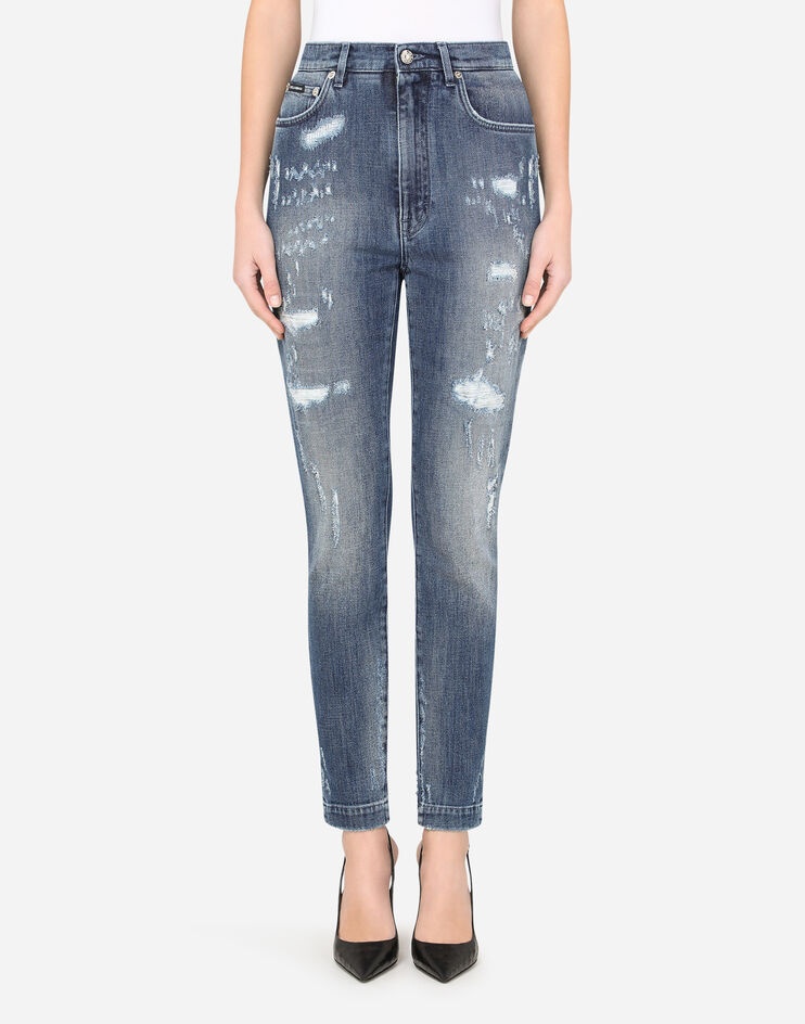 Audrey jeans in blue denim with rips - 1