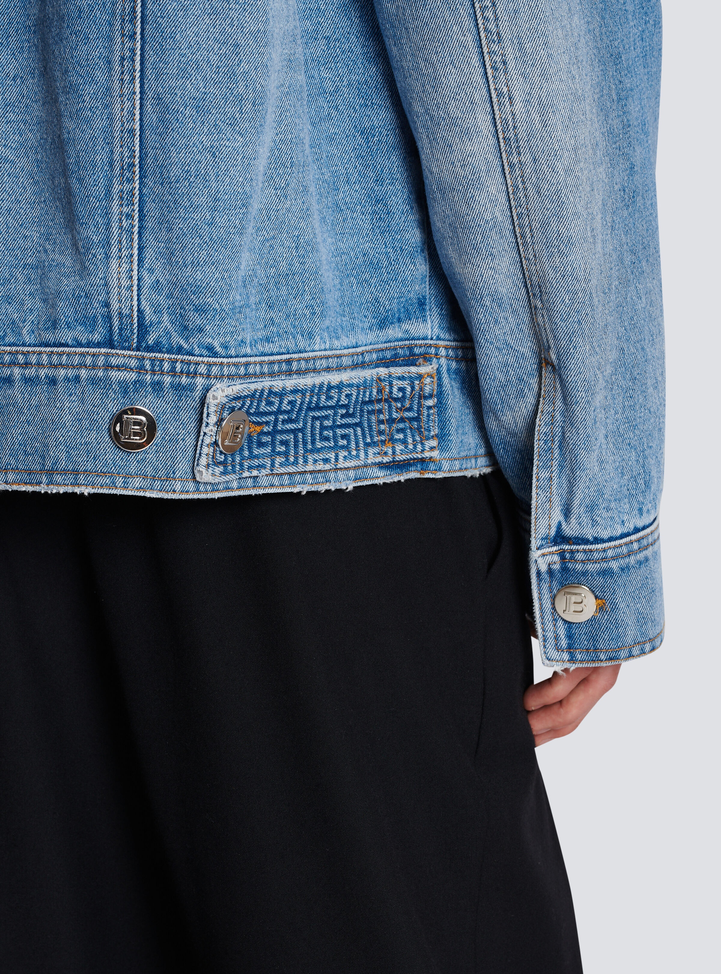 Denim jacket with Balmain logo - 10