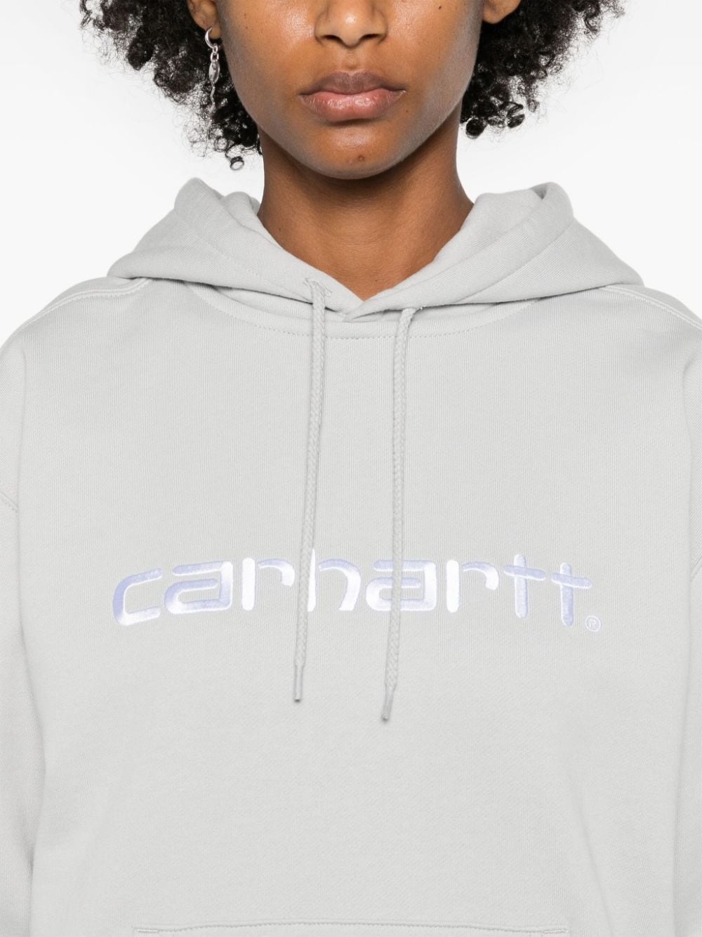 W' Hooded logo-embroidered hoodie - 5