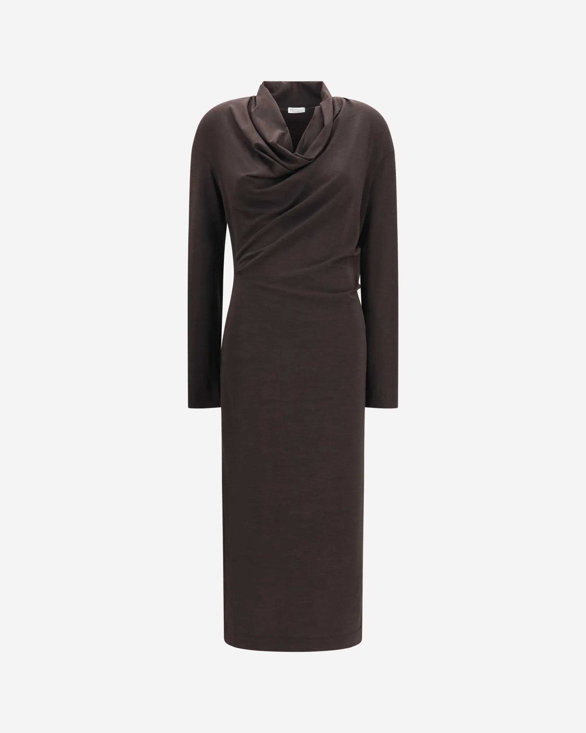 Techno wool jersey Draped Dress with monili - 1
