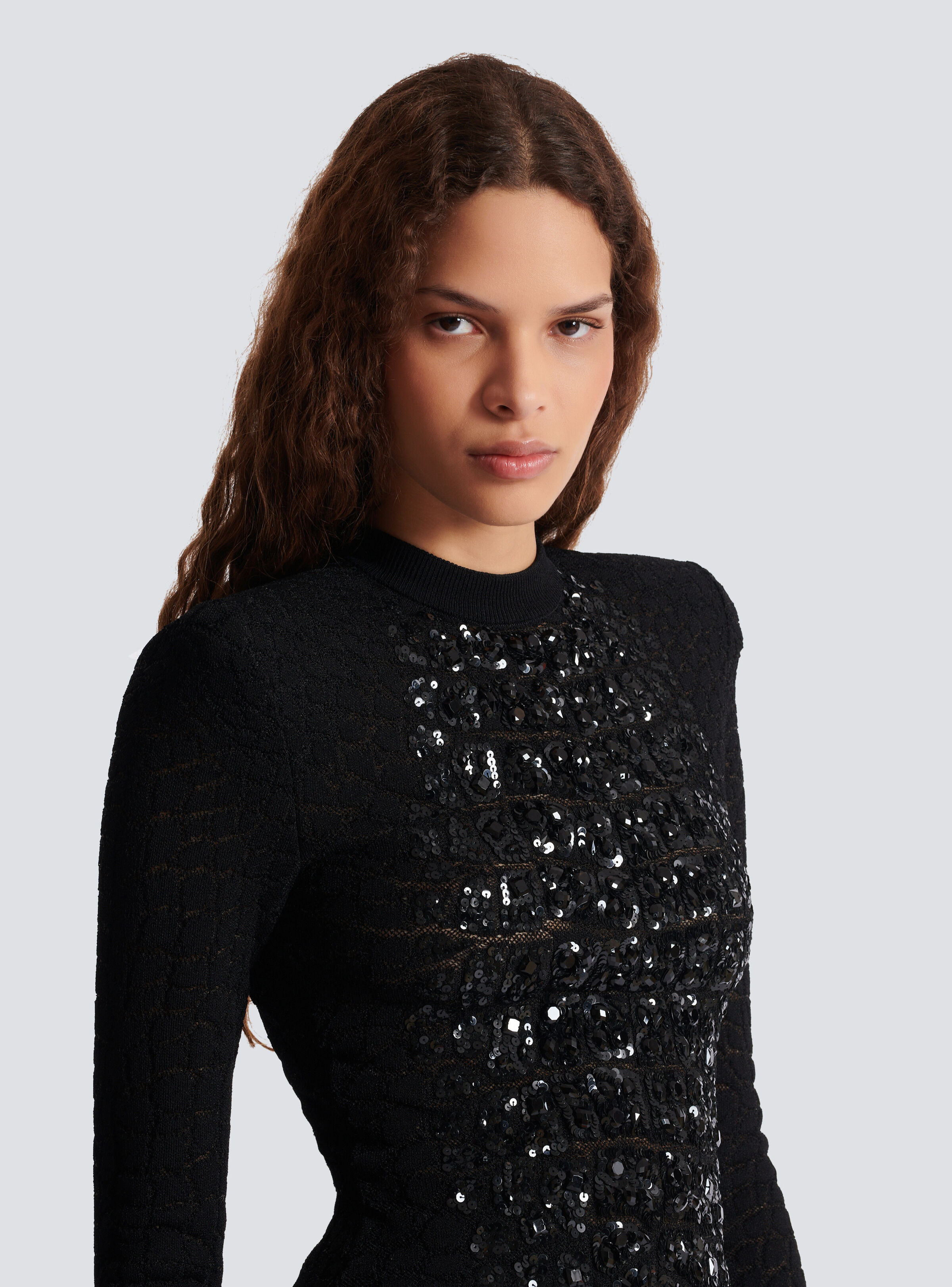 Short sequin dress in crocodile knit - 8