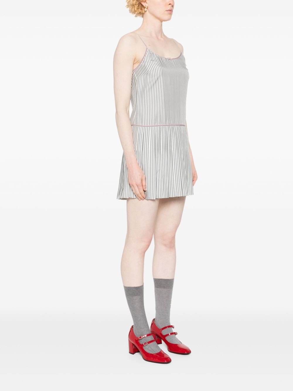 striped pleated minidress - 3