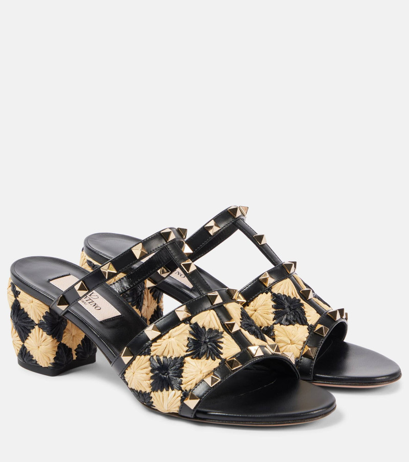 Rockstud 60 raffia-effect mules 1