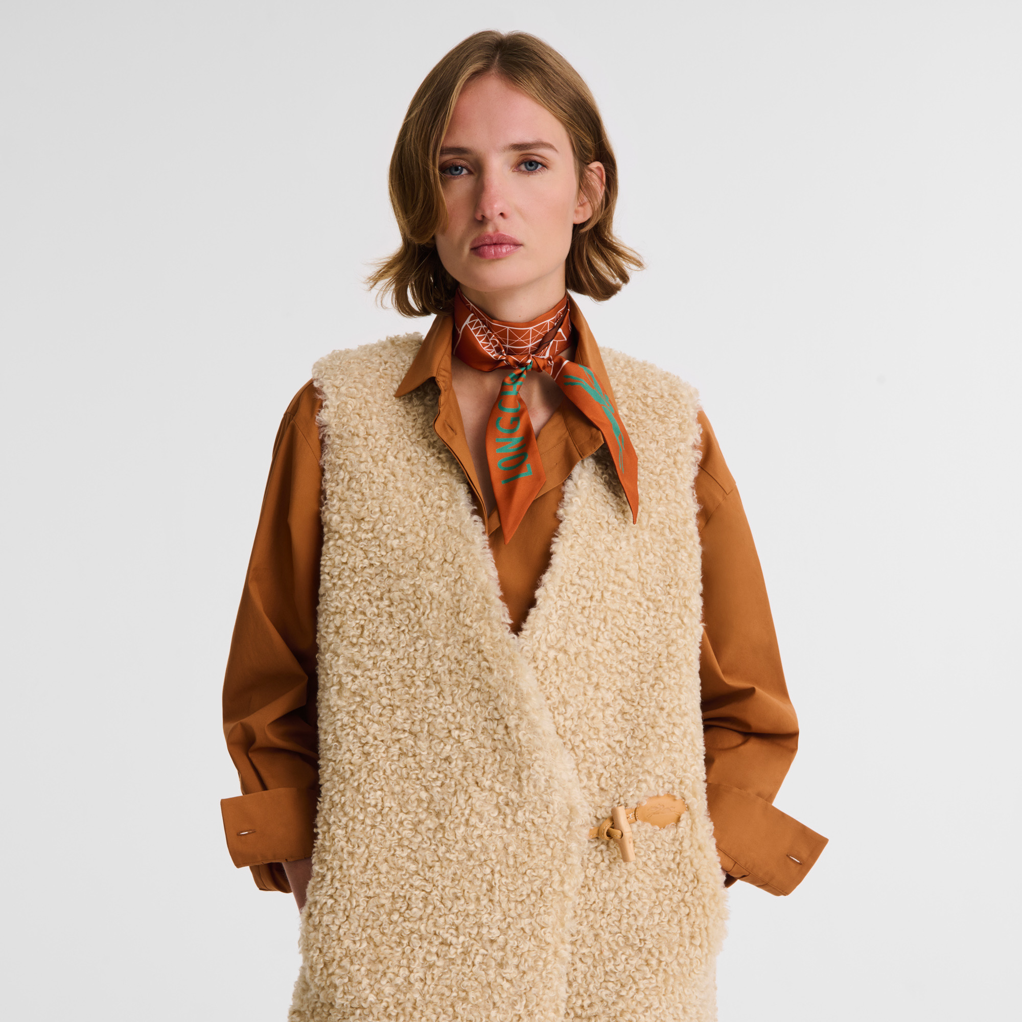 Long cardigan Ecru - Faux fur - 4