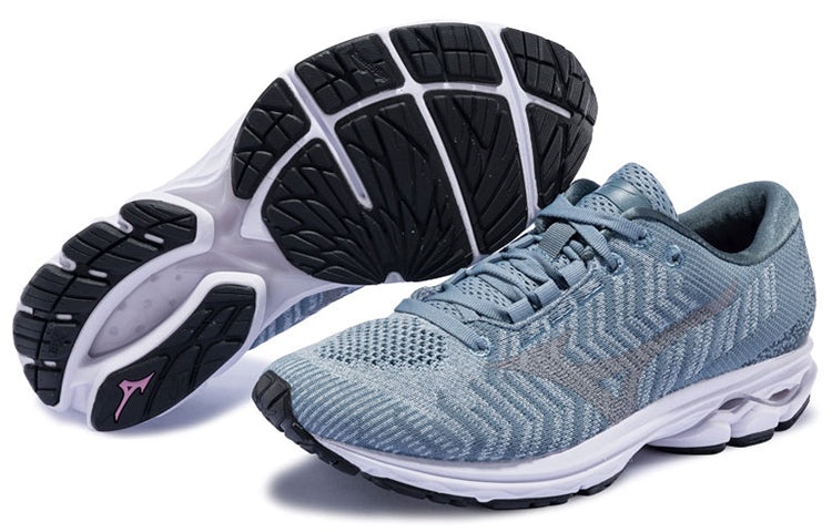 (WMNS) Mizuno Wave Rider Waveknit 3 'Grey Blue' J1GD192939 - 3