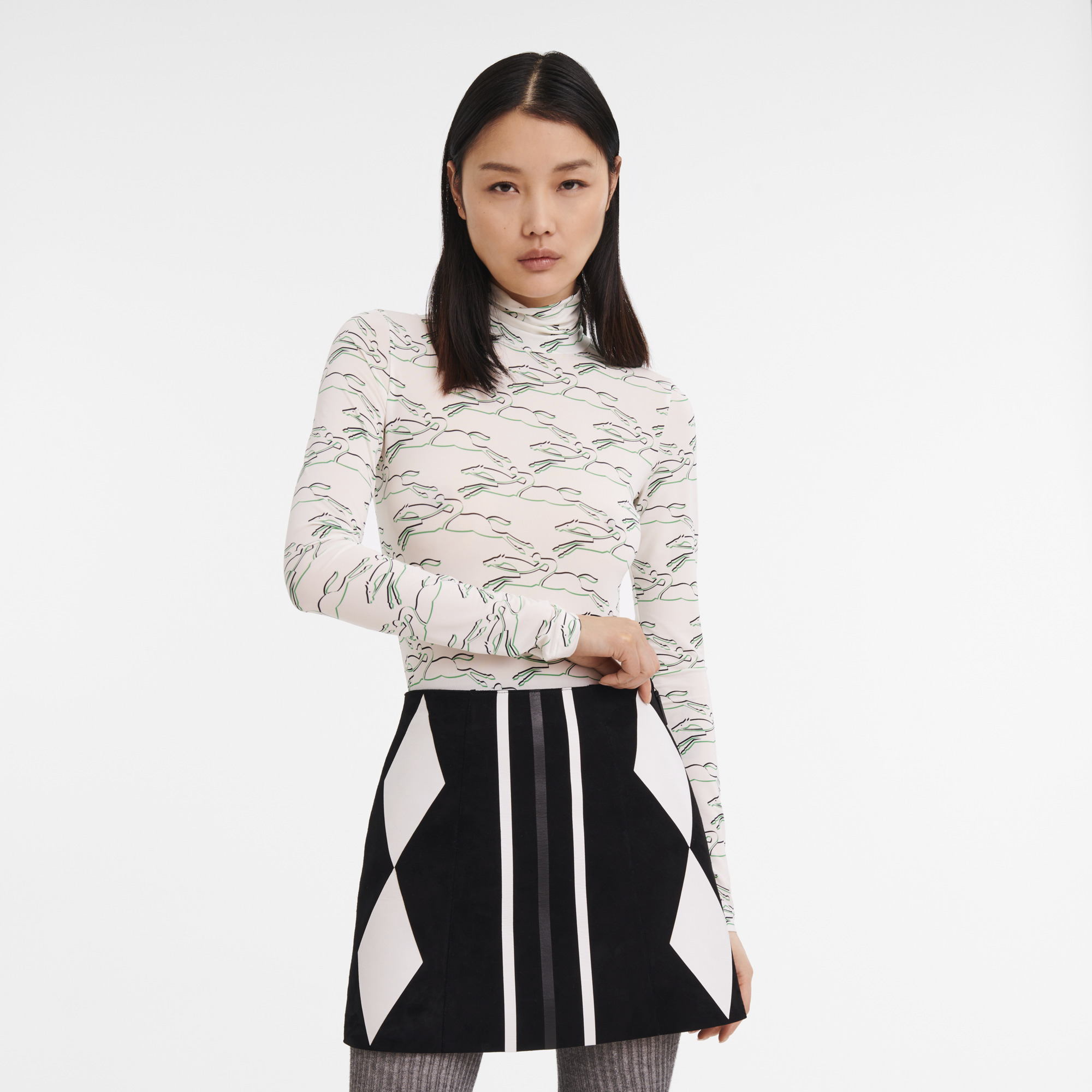 Fall-Winter 2023 Collection Skirt Black/White - Leather - 3