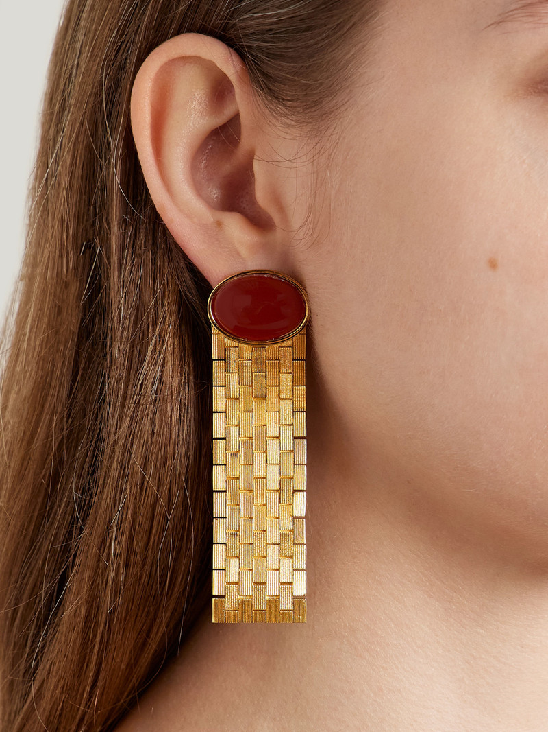 KHAITE Chronos Gold-plated Agate Earrings outlook