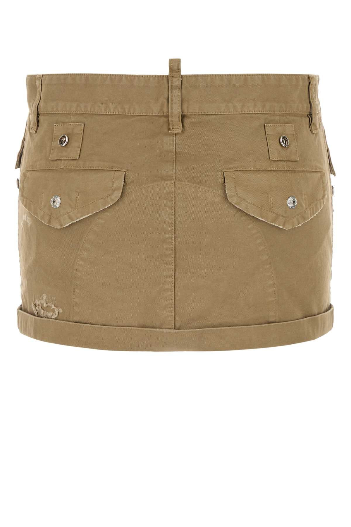 Dsquared Women Khaki Canvas Mini Skirt - 2