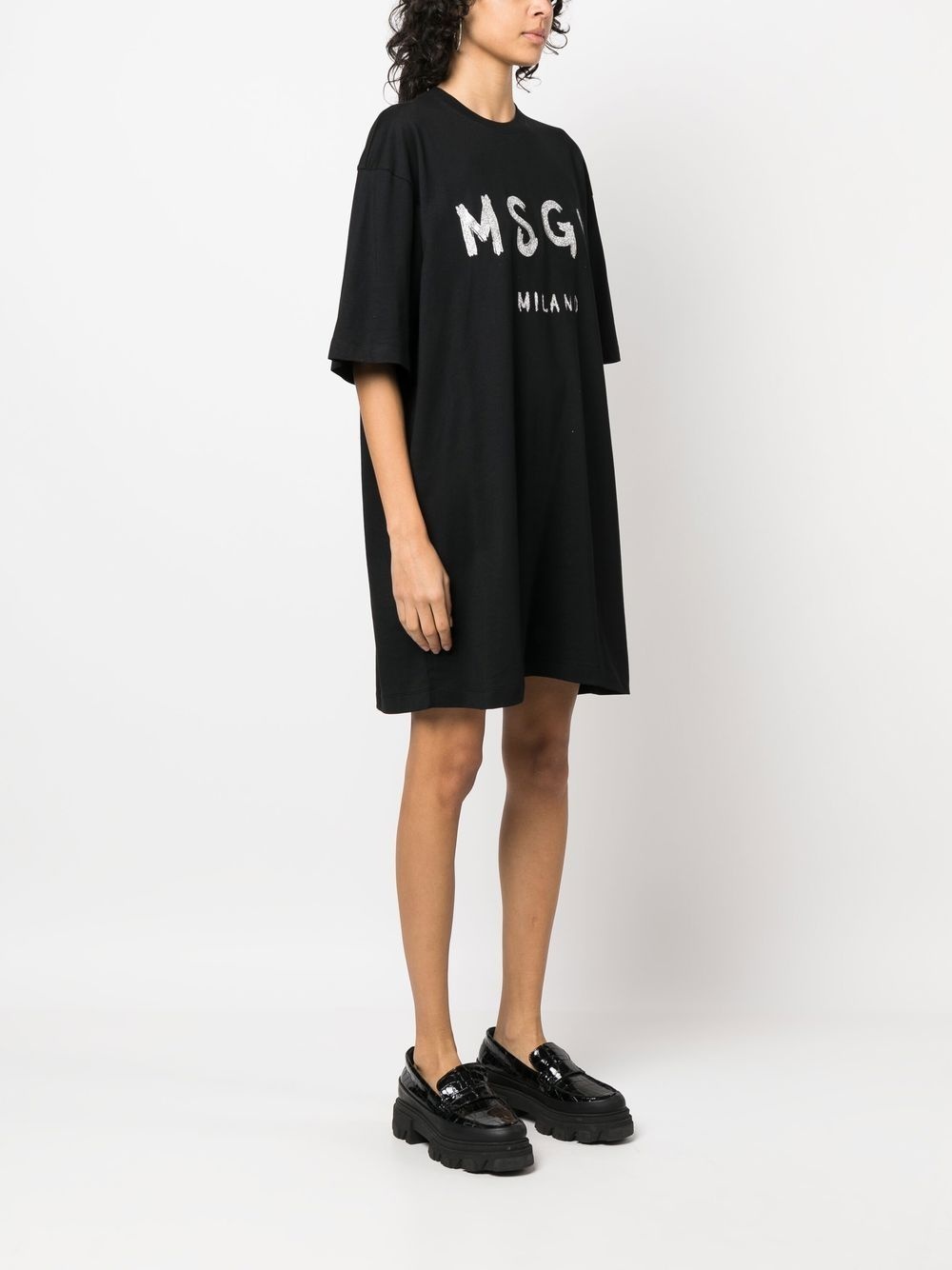 logo-print glitter T-shirt dress - 3