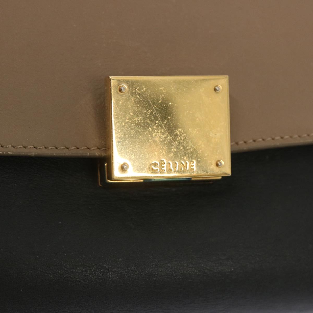 CELINE Trapeze Hand Bag Leather Beige Pink - 9