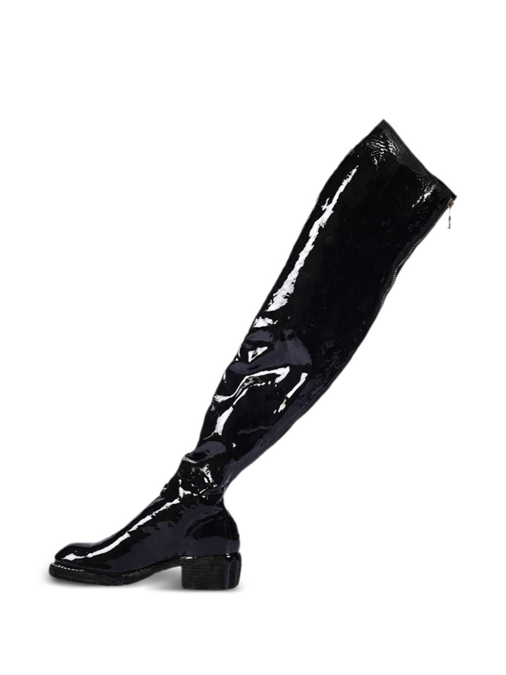 laminated knee-high leather boots - 3
