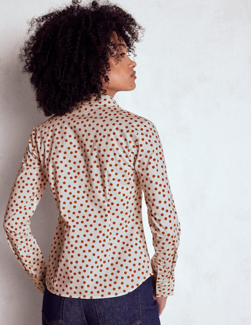 Saskia Stretch Cotton Shirt-Cognac, Painted Dot 4