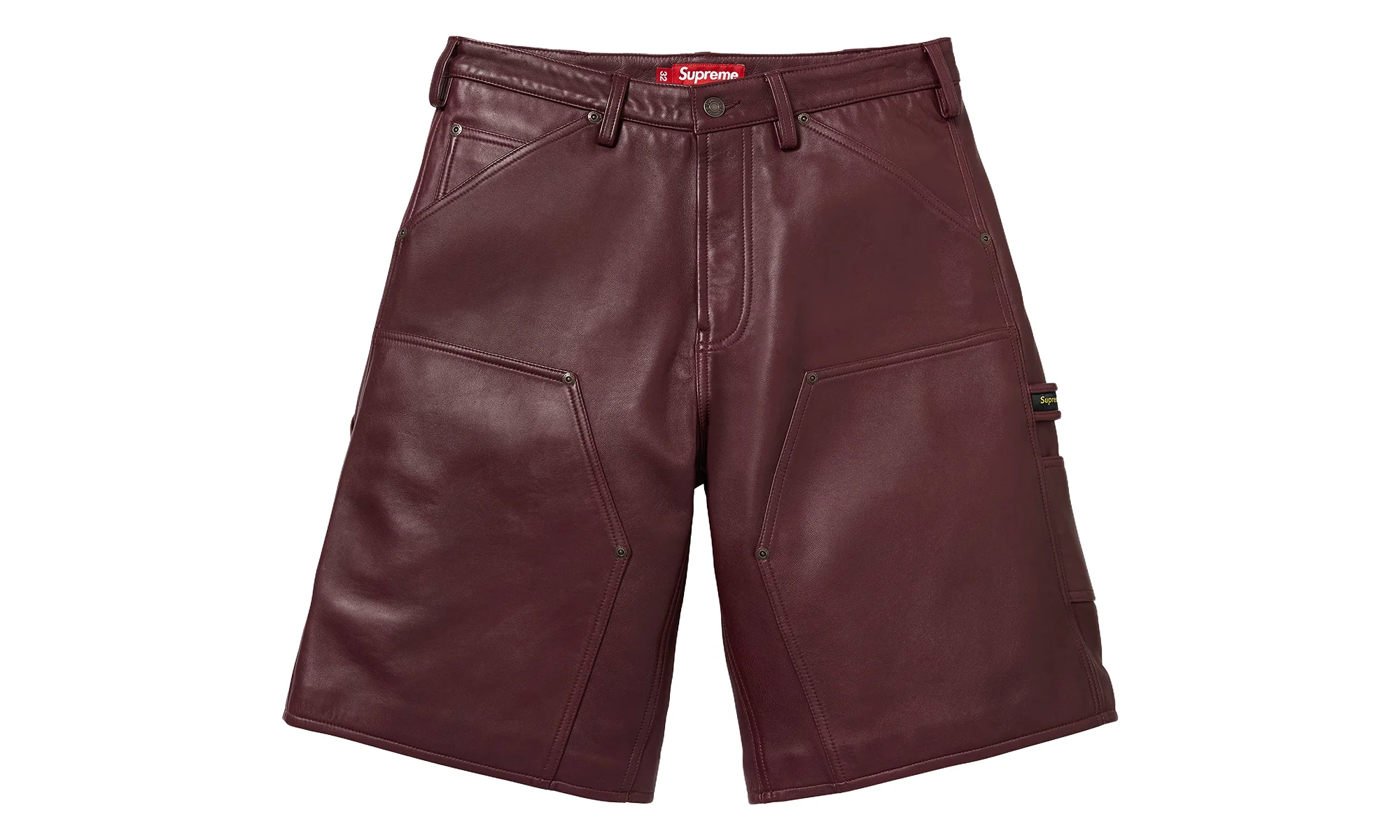 Leather Double Knee Painter Shorts "Burgundy" SU28139 - 1