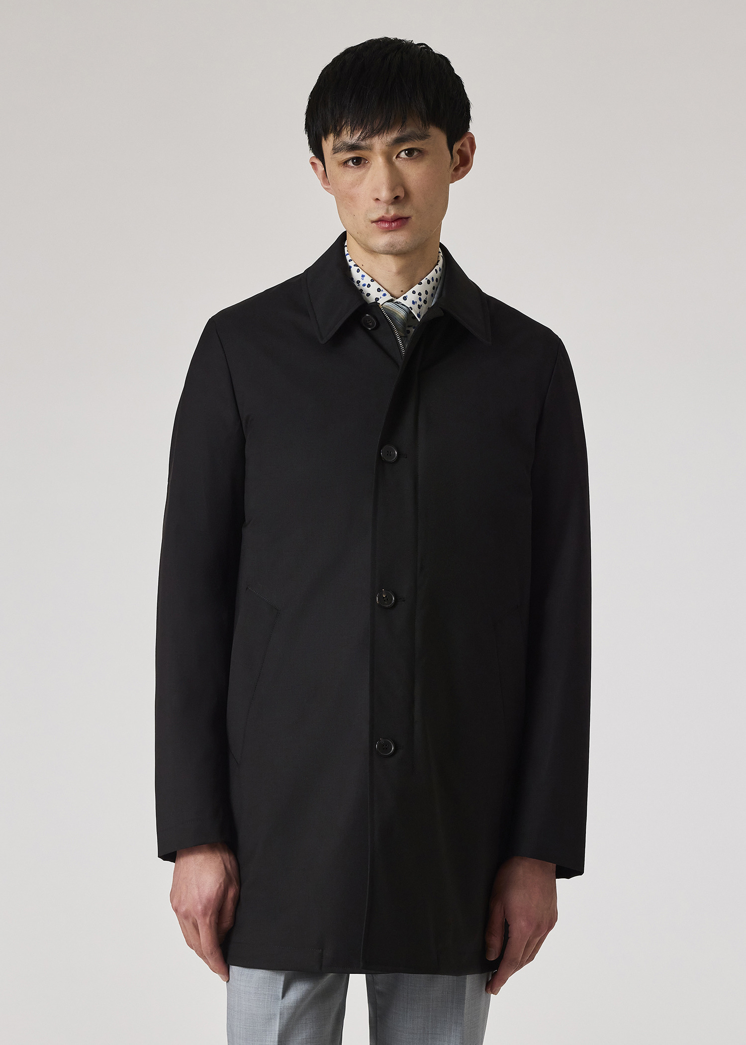 Black 'Storm System' Wool Mac With Detachable Gilet - 8