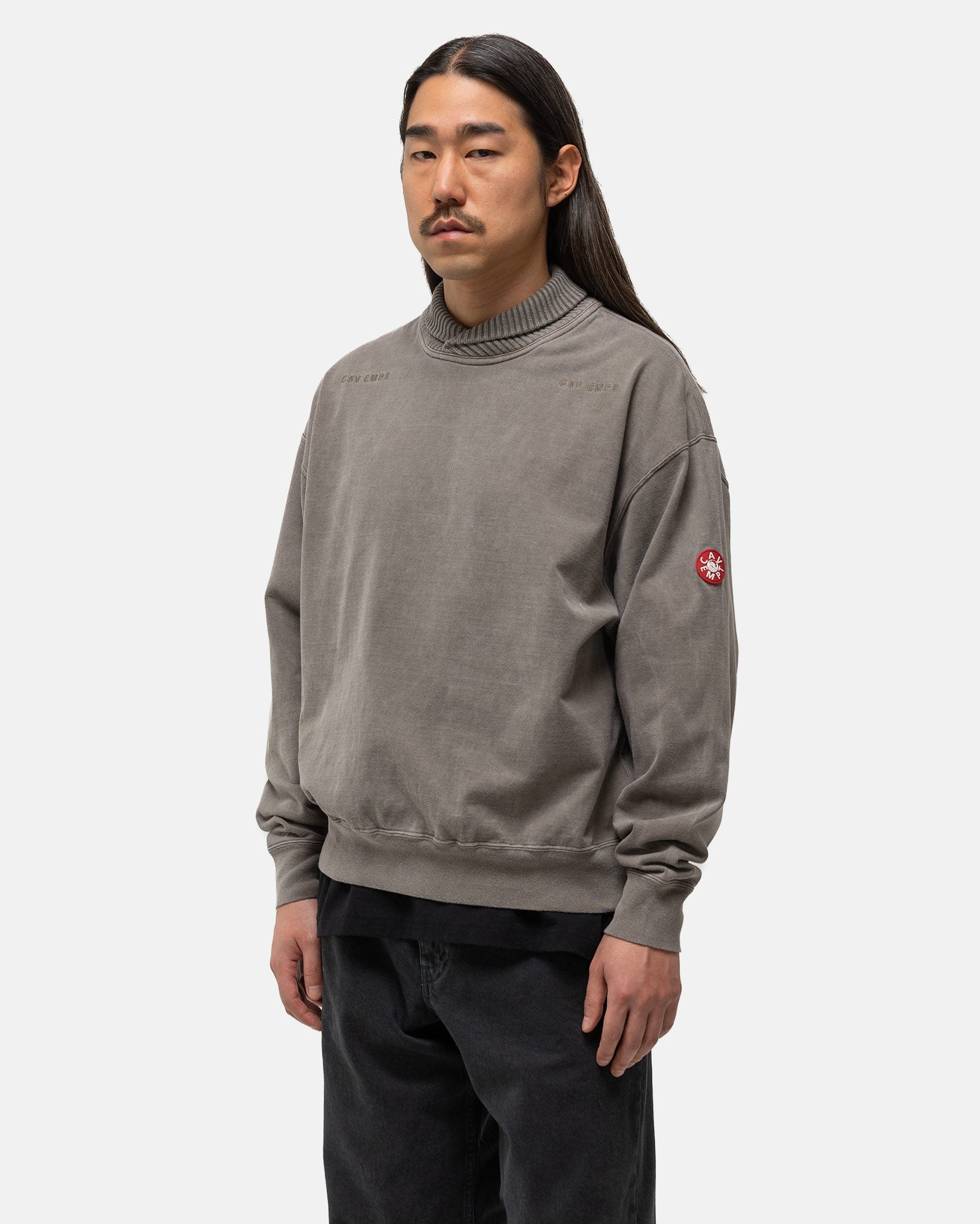 Cav Empt Overdye Overlap Light Crew Neck Brown | REVERSIBLE