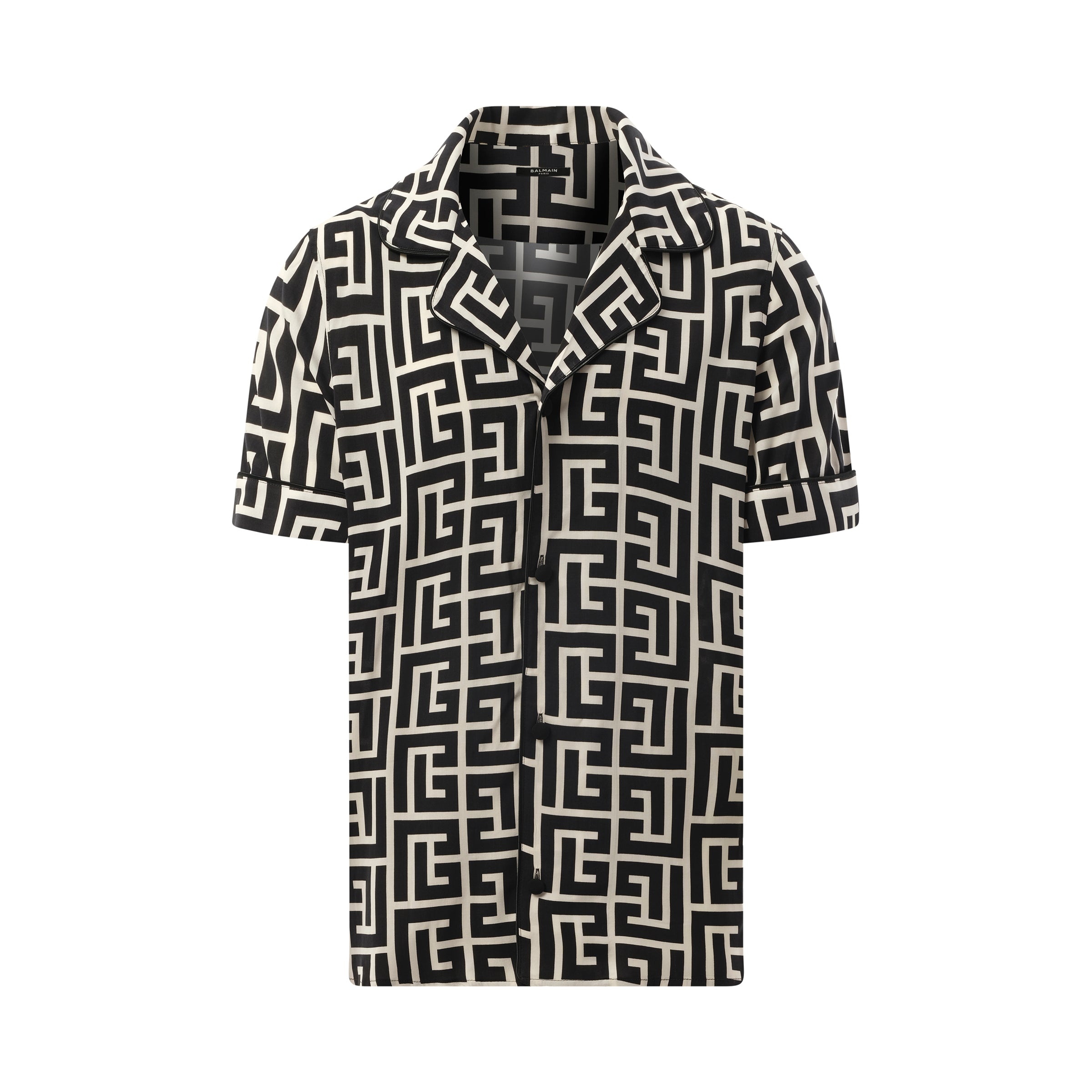 Macro Monogram Pyjama Shirt in Ivory/Black - 2
