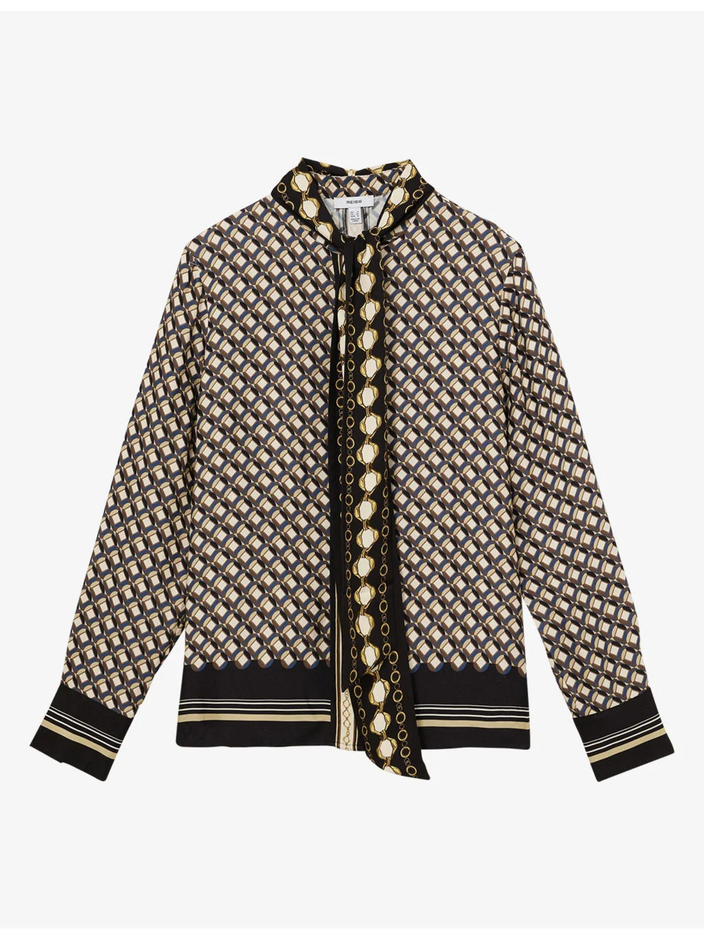 Carmine Tie-Neck Scarf-Print Satin Shirt - 1