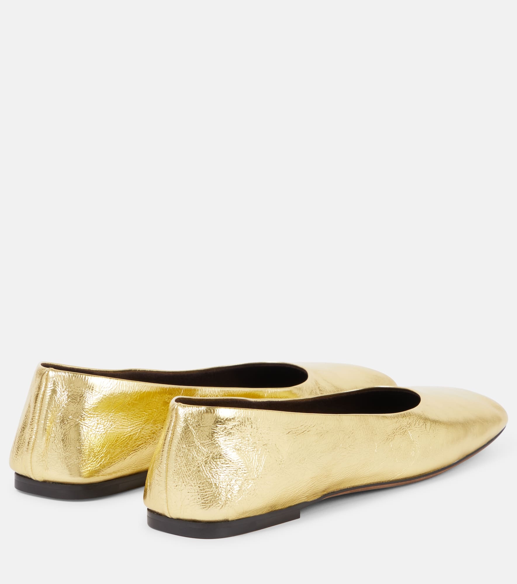 Square metallic leather ballet flats - 2