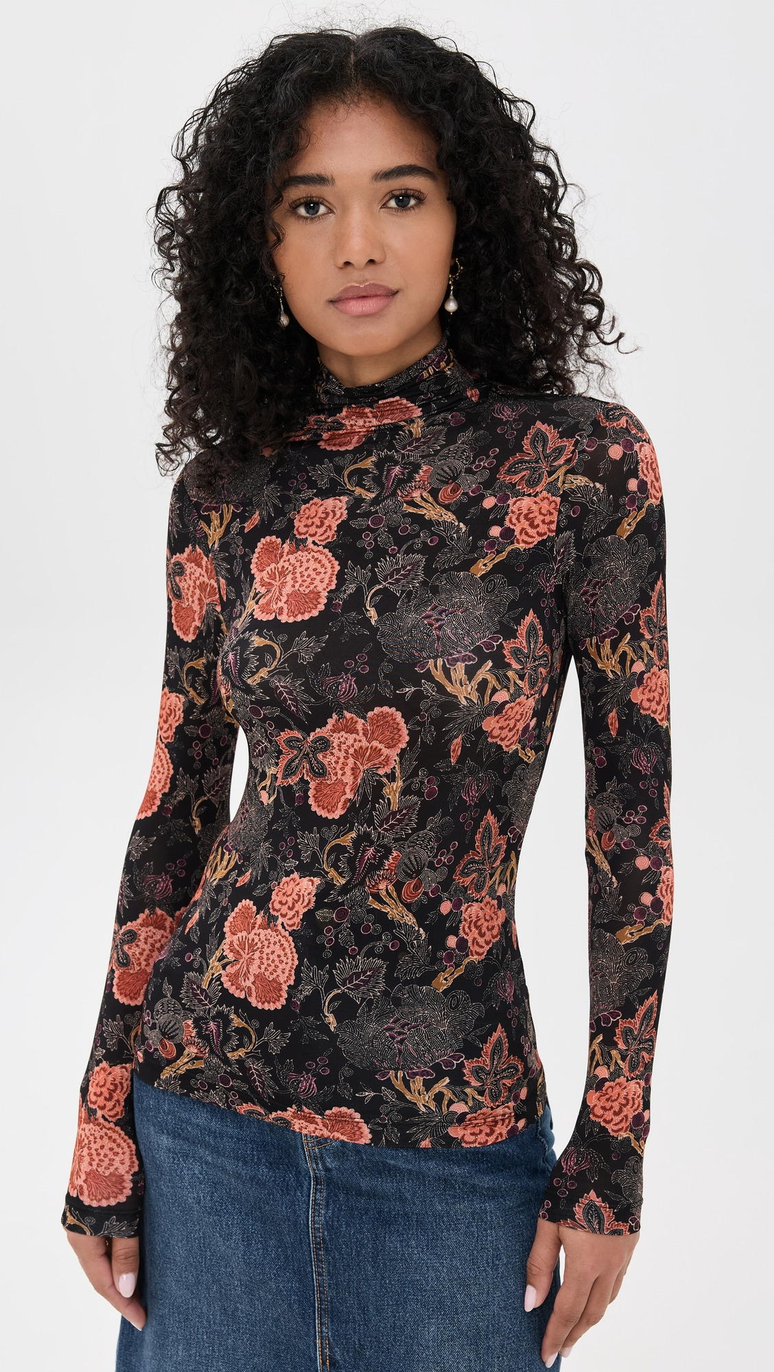 Aurelia Jersey Long Sleeve Turtleneck Top - 6