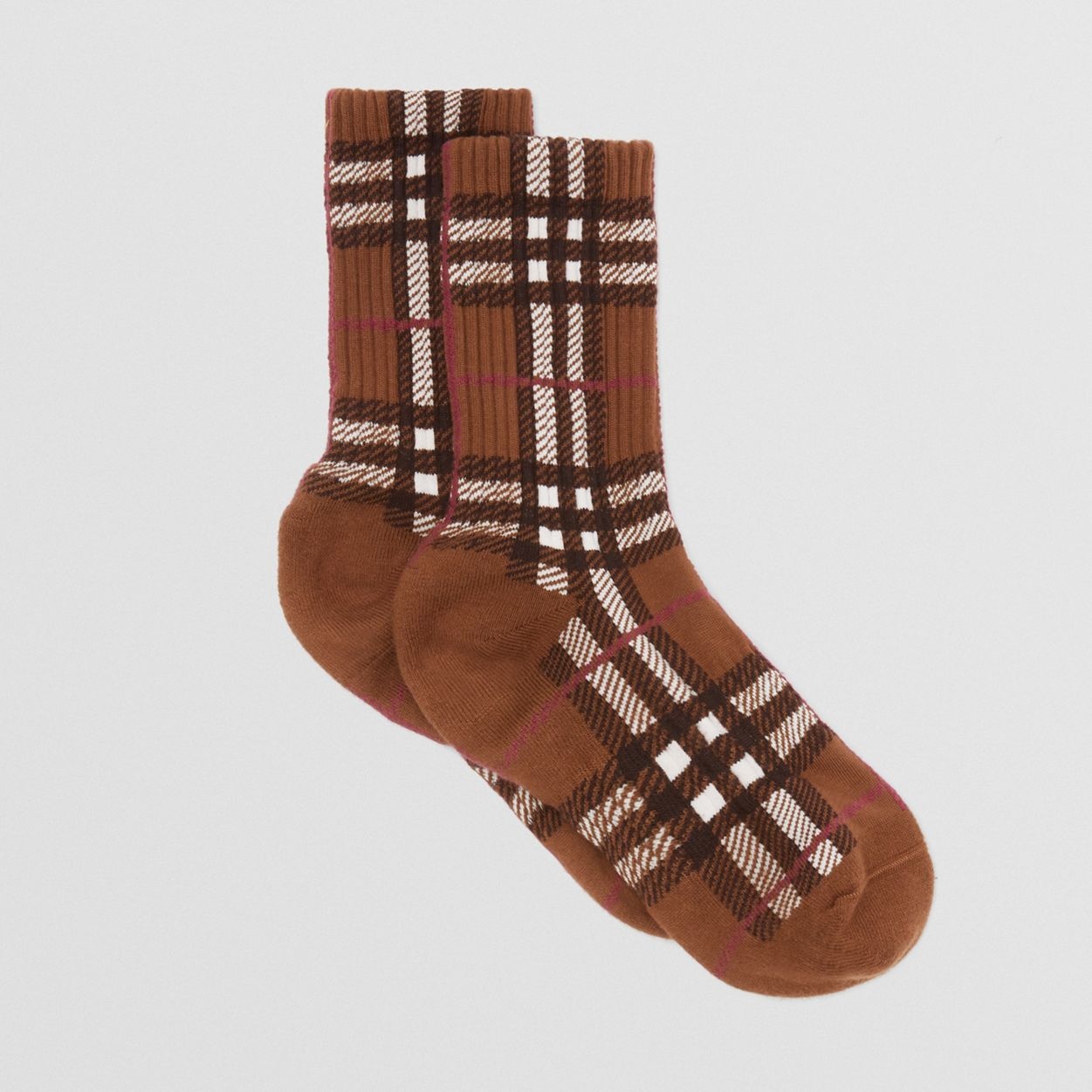Check Intarsia Technical Stretch Cotton Socks - 5
