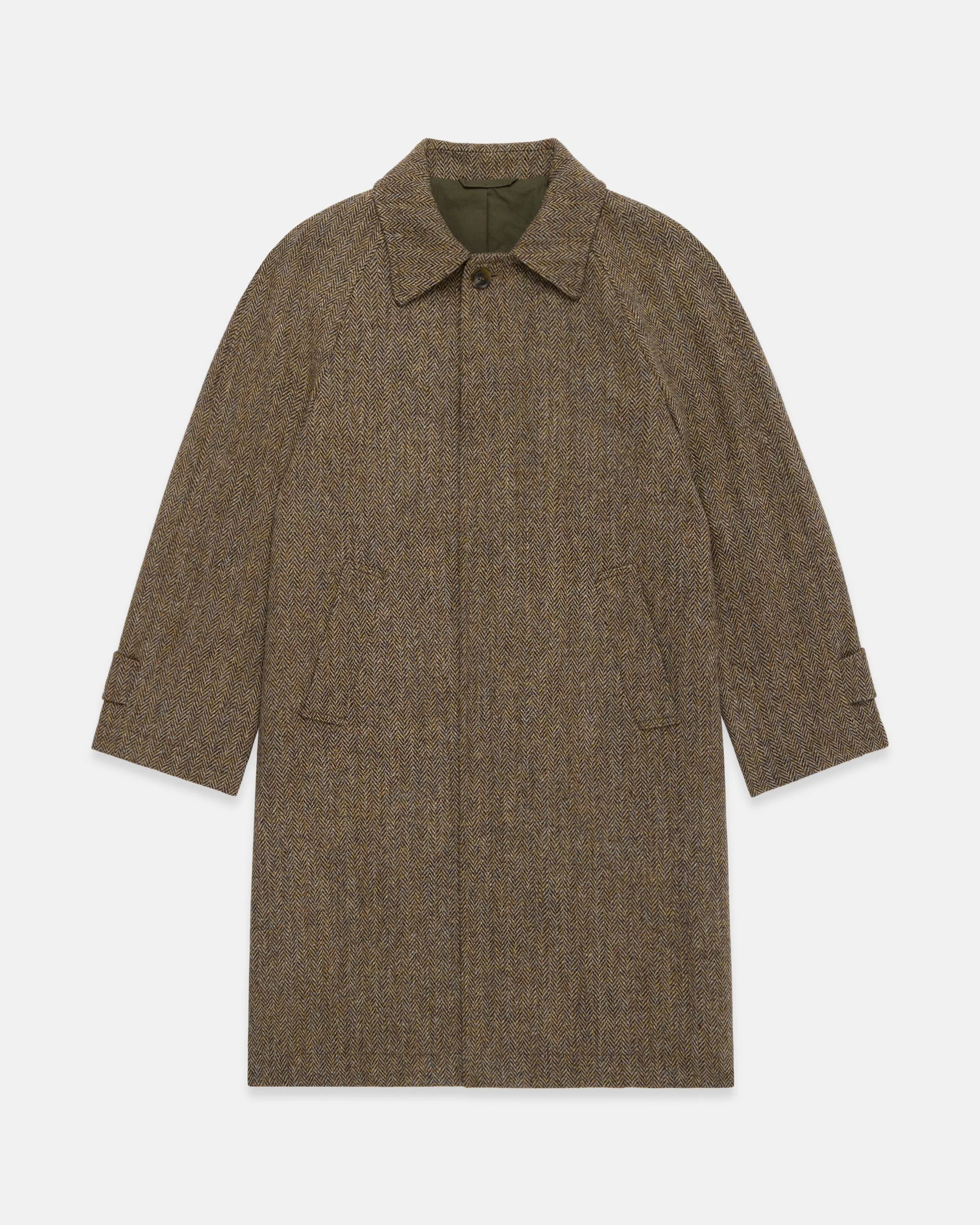 MADE-IN-ENGLAND BROWN HERRINGBONE HARRIS TWEED BALMACAAN - 1