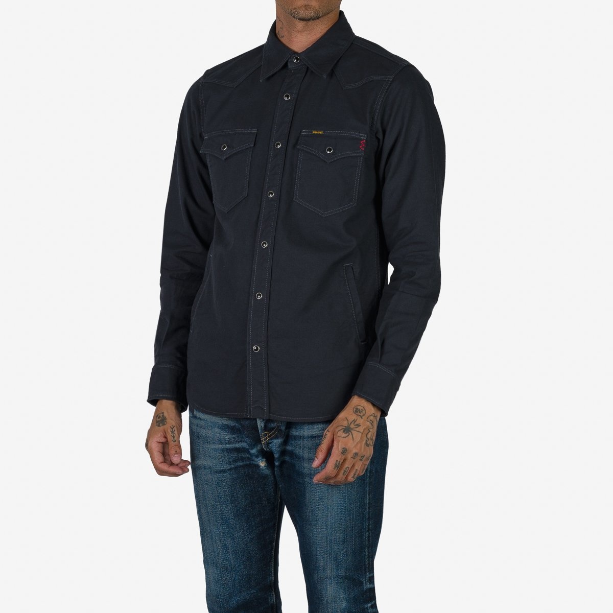 IHSH-381-BLK 9oz Military Serge CPO Shirt - Black - 2