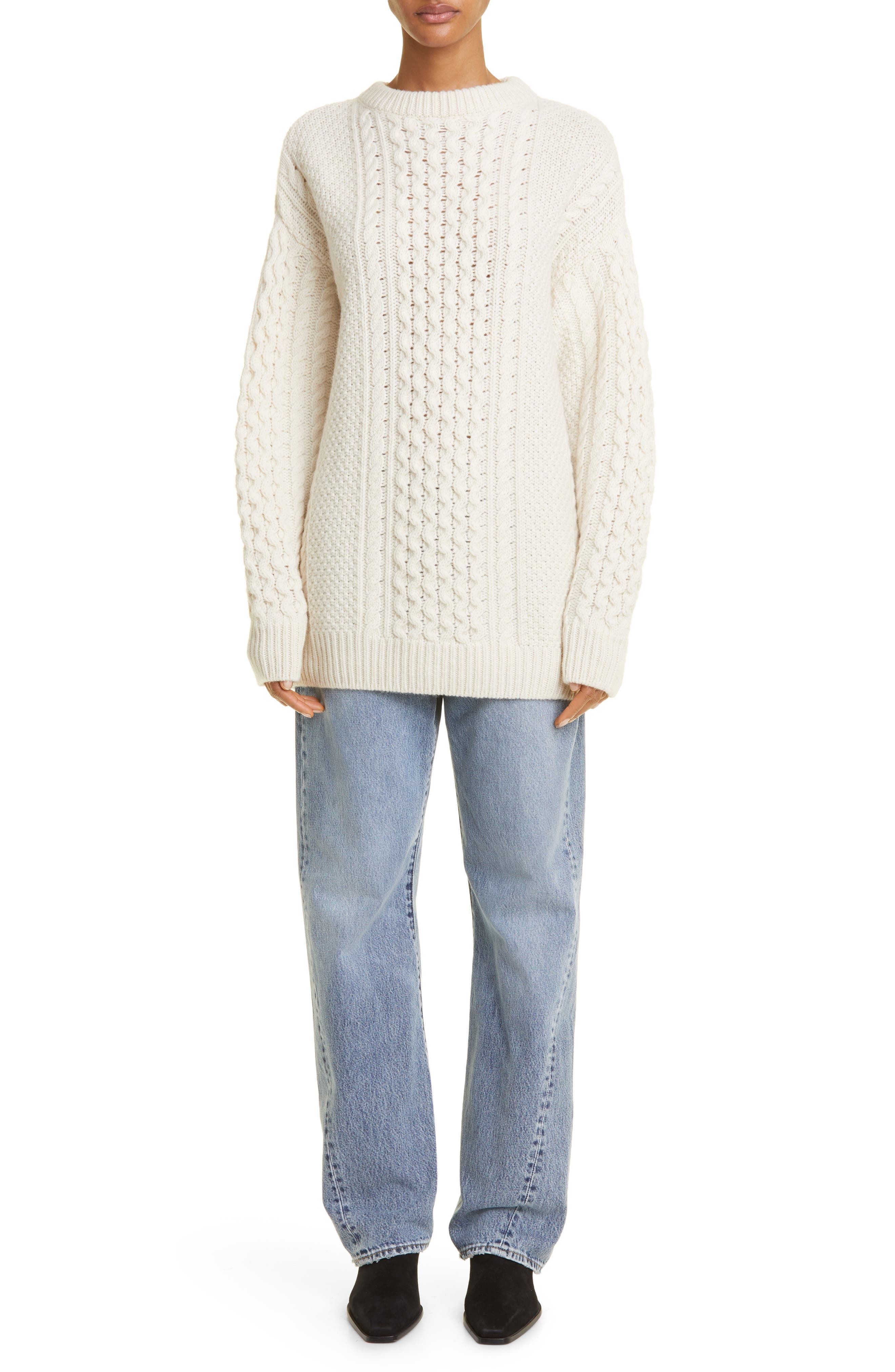 TOTEME Twisted Seam High Waist Straight Leg Jeans in Worn Blue 485 at Nordstrom - 8