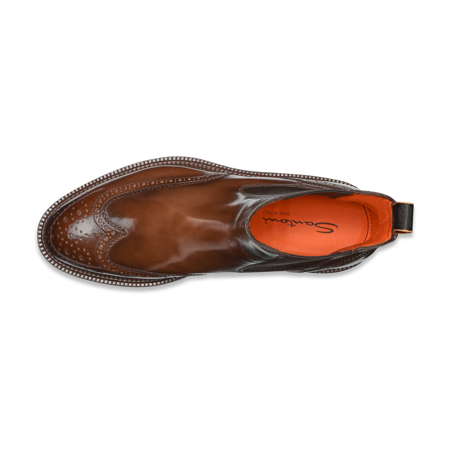 Men’s brown leather Chelsea brogue boot - 5