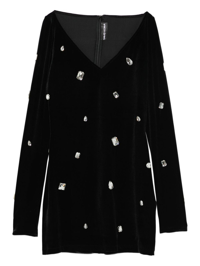 crystal-embellished V-neck dress 1