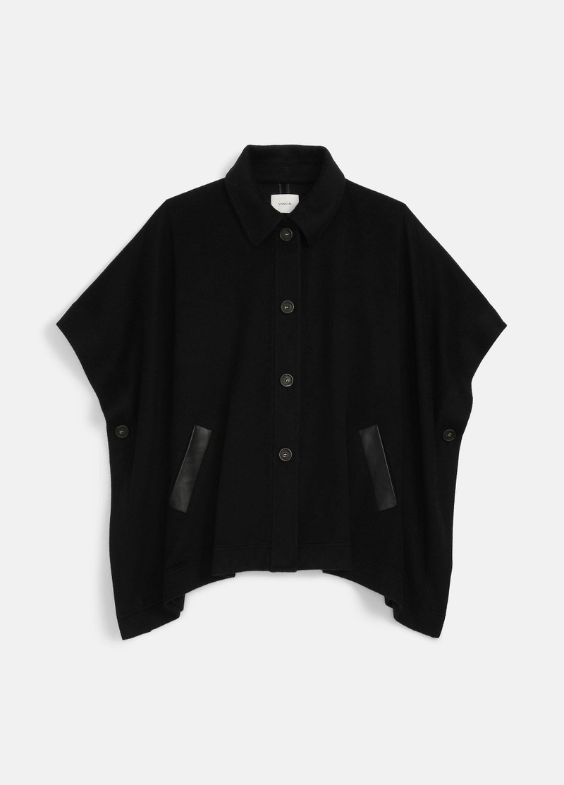 Vince Leather-Trim Wool Cape outlook