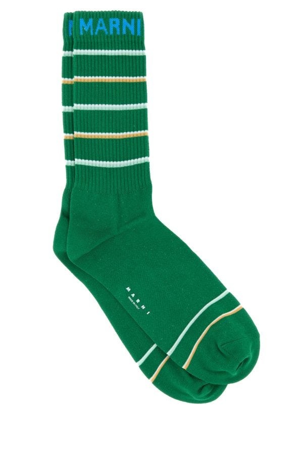 Green cotton blend socks - 1
