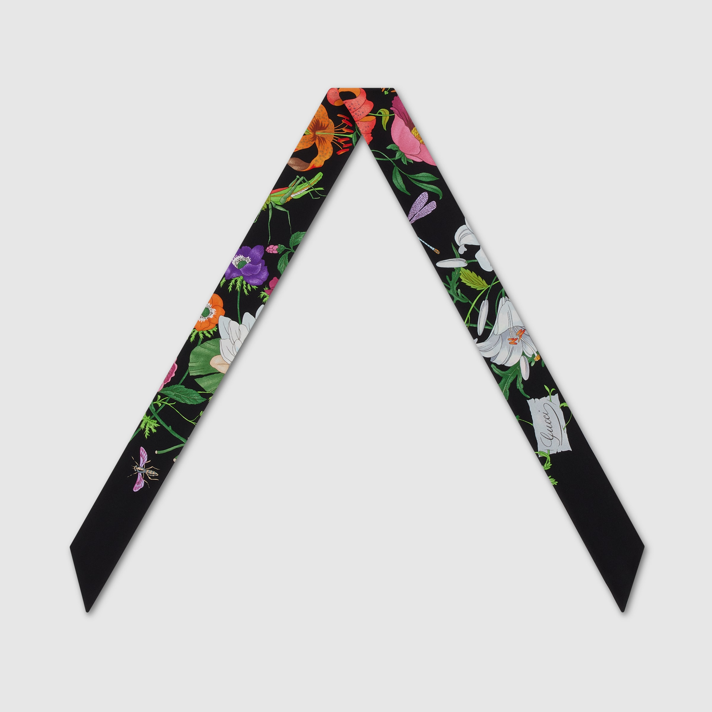 Printed silk twill neck bow - 2