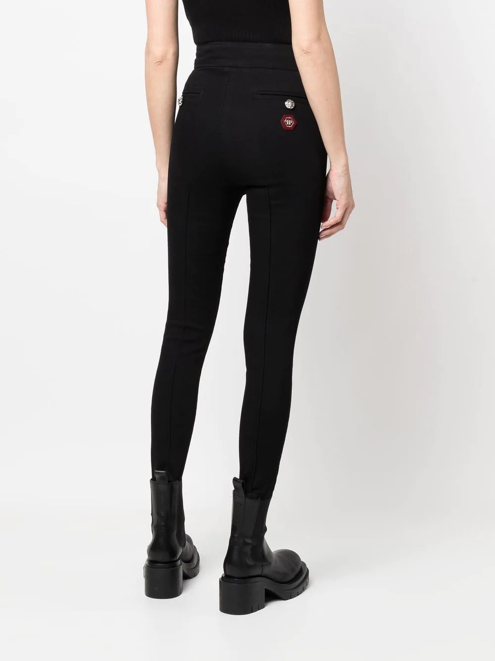 Hexagon high-waist denim leggings - 4