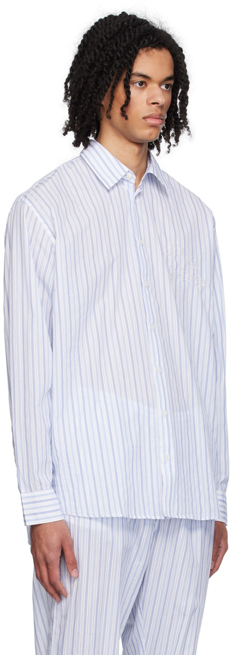 soulland Blue & White Damon Shirt outlook