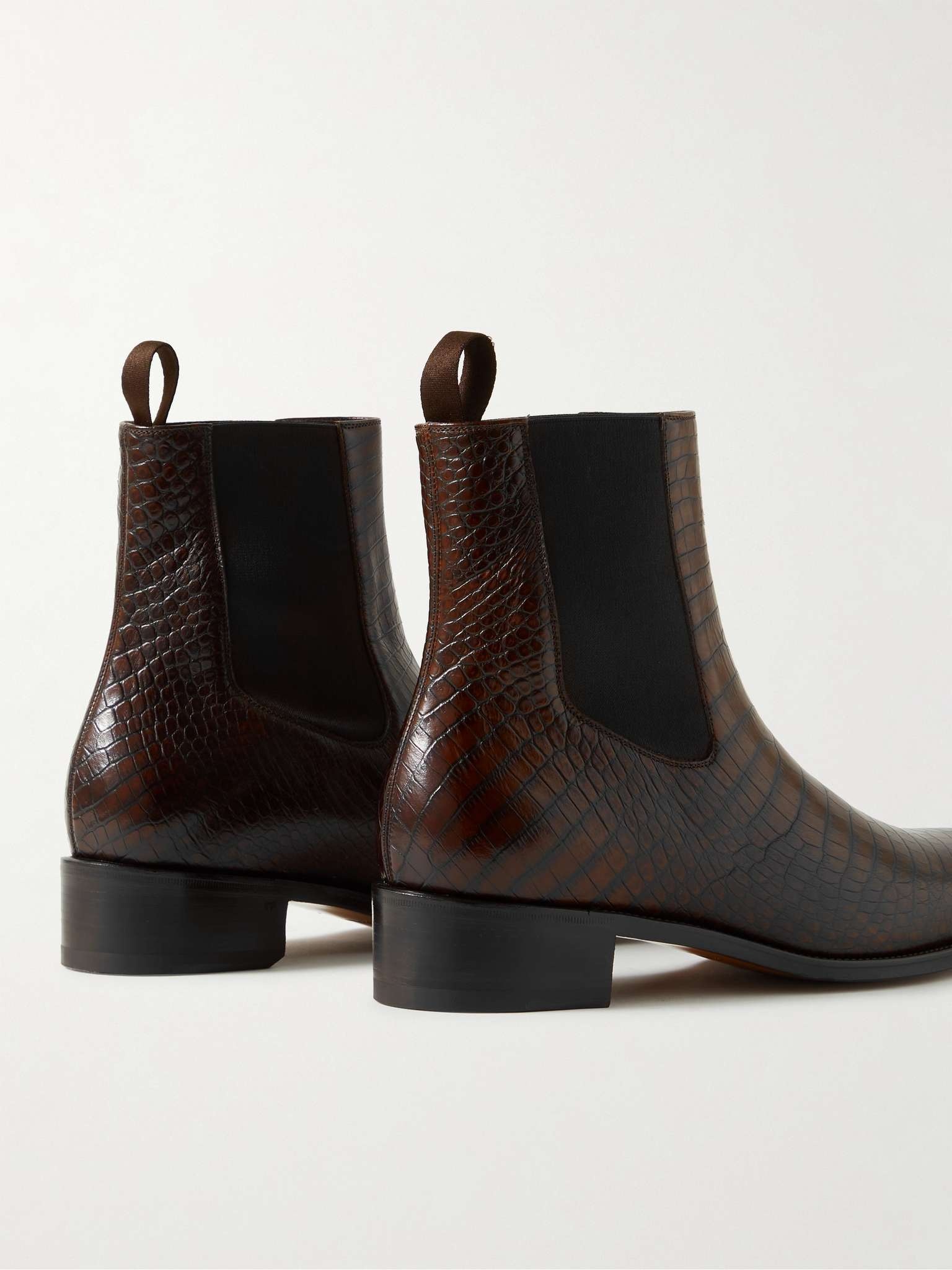 Croc-Effect Leather Chelsea Boots - 5