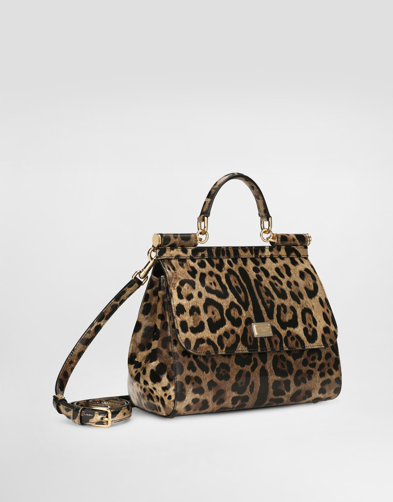 Dolce & Gabbana Medium Sicily bag in leopard-print polished calfskin outlook