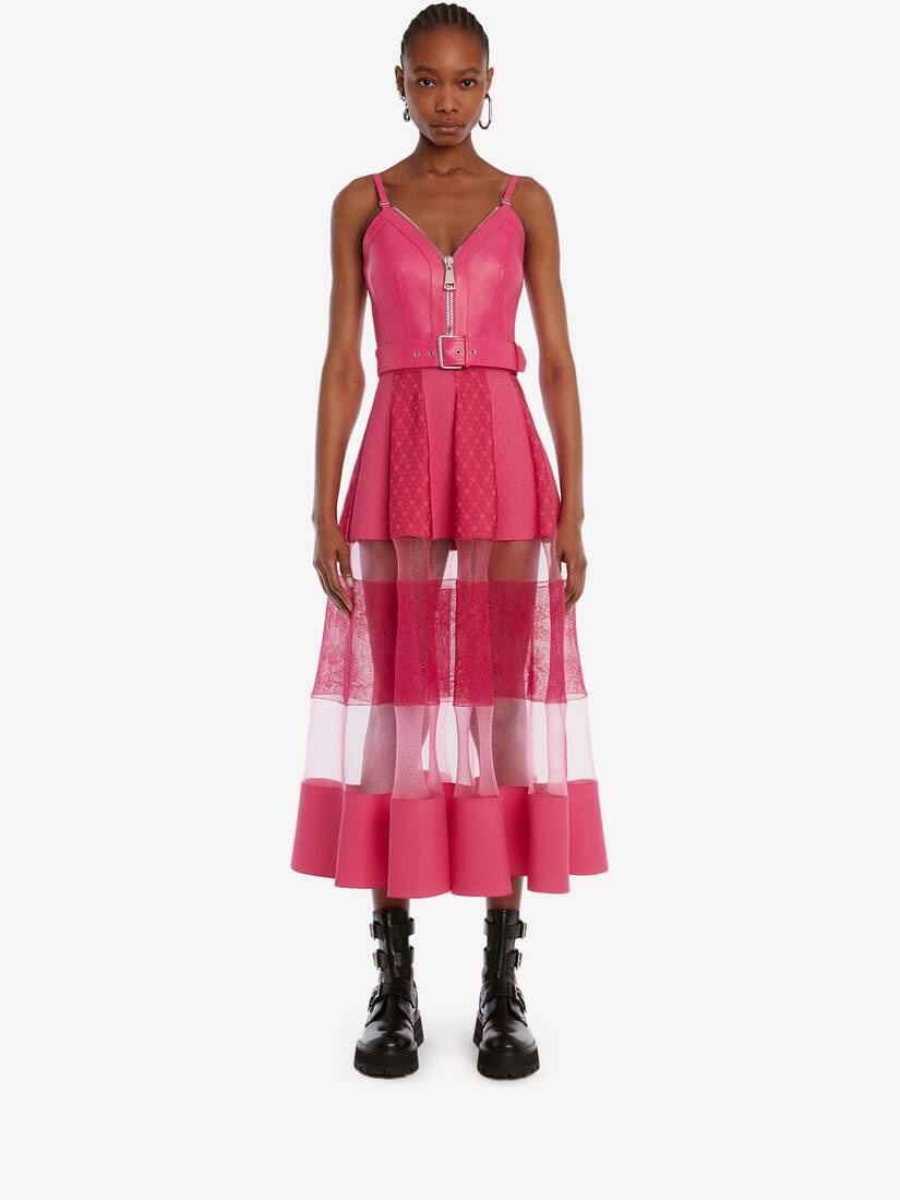 Panelled Knit Midi Skirt in Bobby Pink - 2