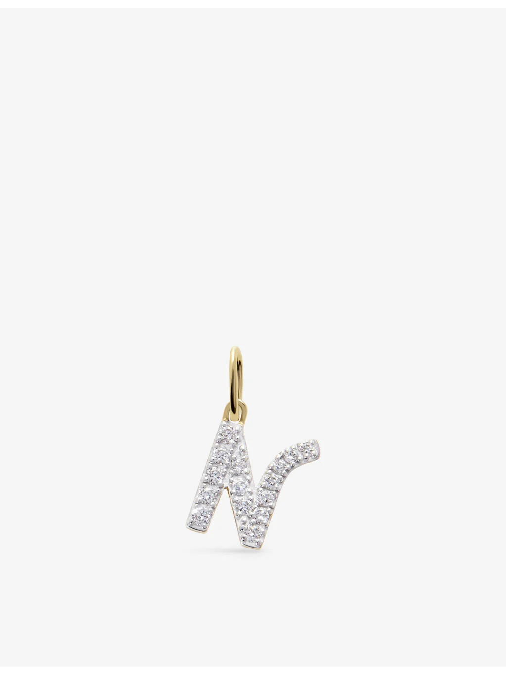 N Letter 14ct Yellow-Gold And Lab-Grown Diamond Charm - 1