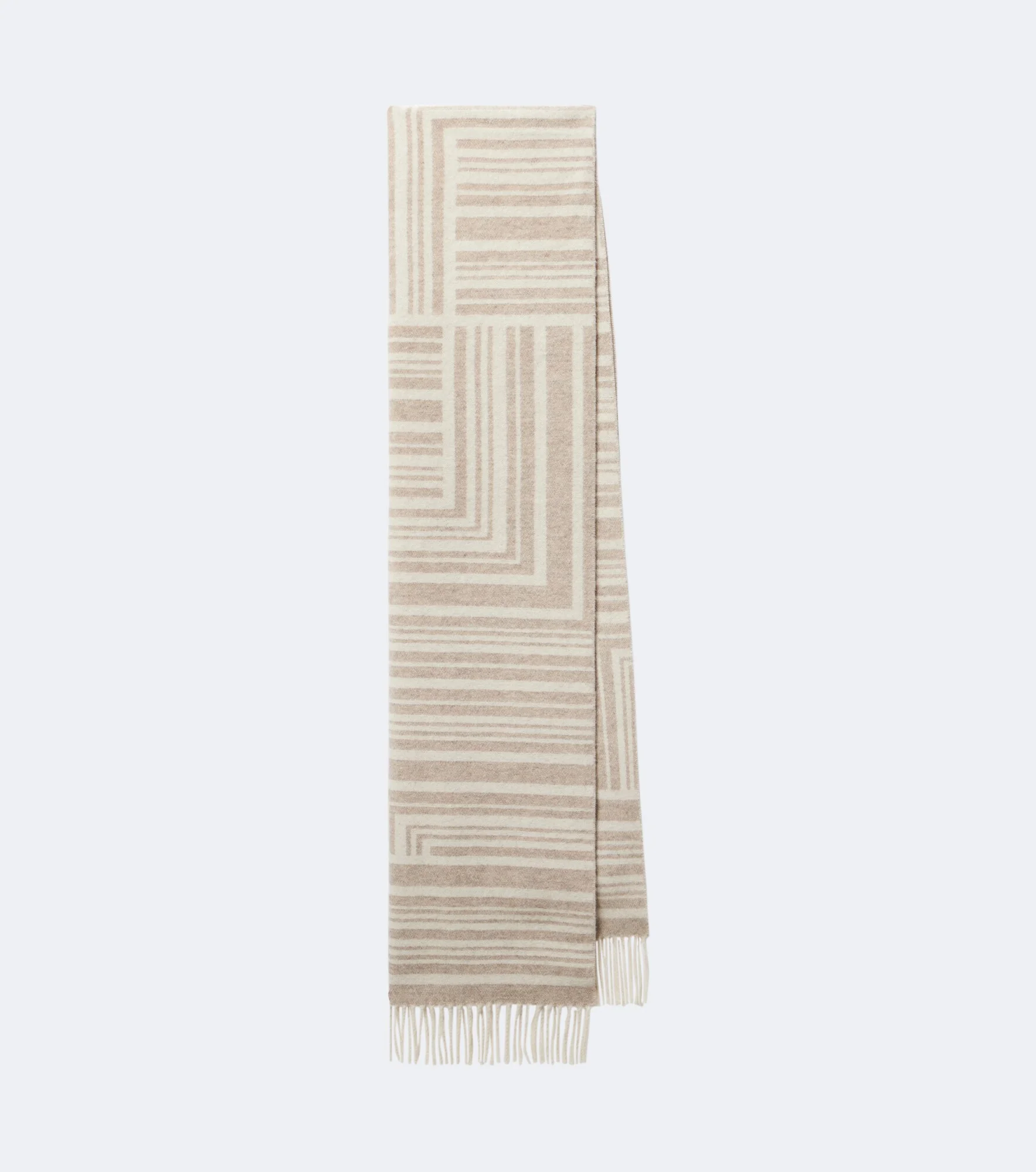 Ayla fringed jacquard wool and cashmere scarf - 1