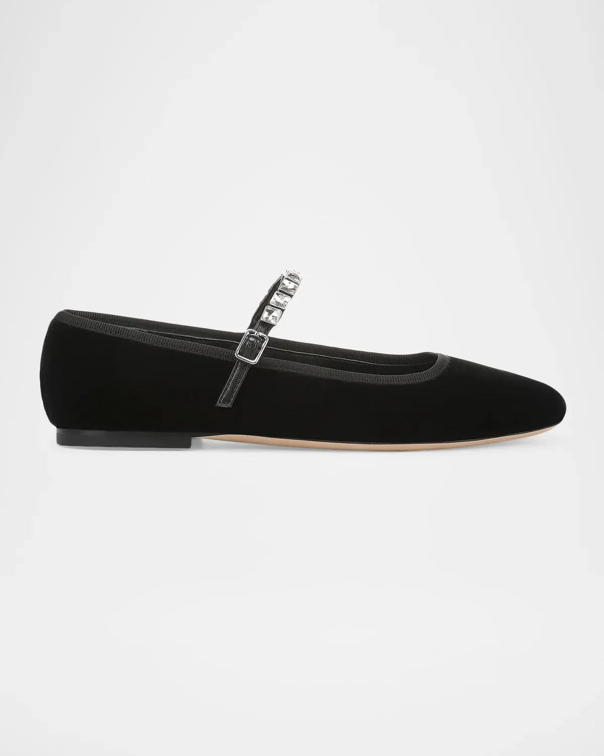 Ellie Crystal-Strap Velvet Mary Jane Ballerina Flats - 1