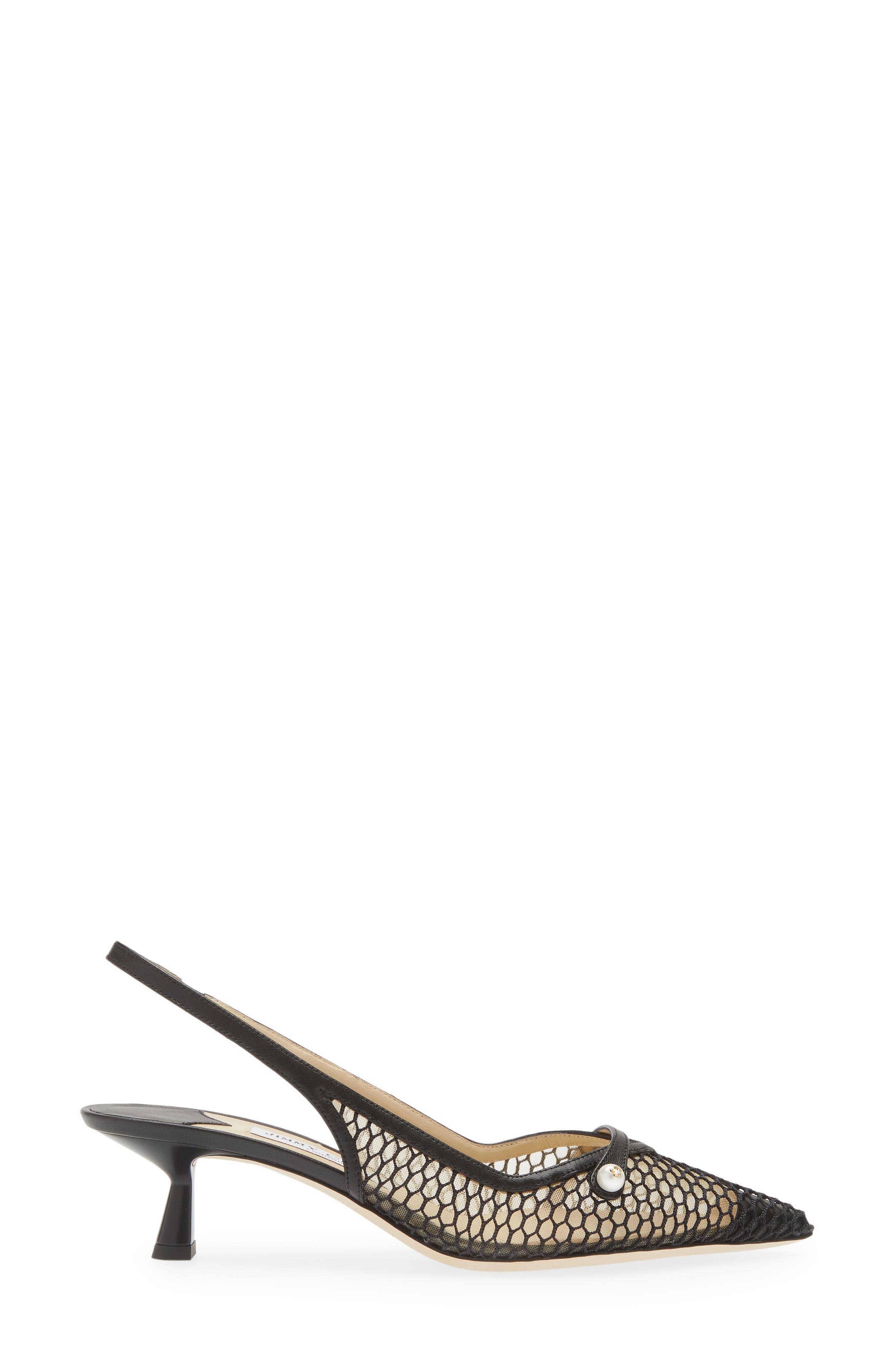 Jimmy Choo Amita Kitten Heel Pointed Toe Slingback Pump in Black/Black at Nordstrom - 3