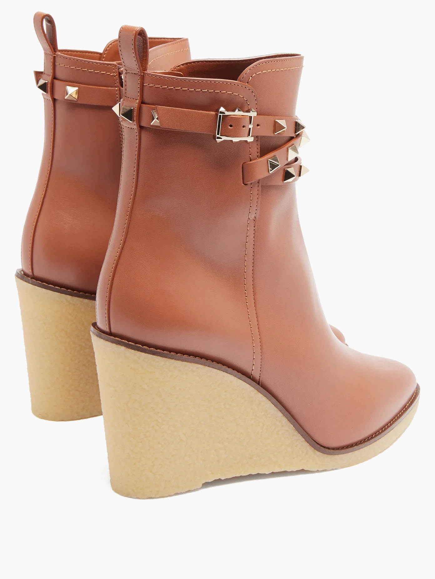 Rockstud leather wedge ankle boots - 4