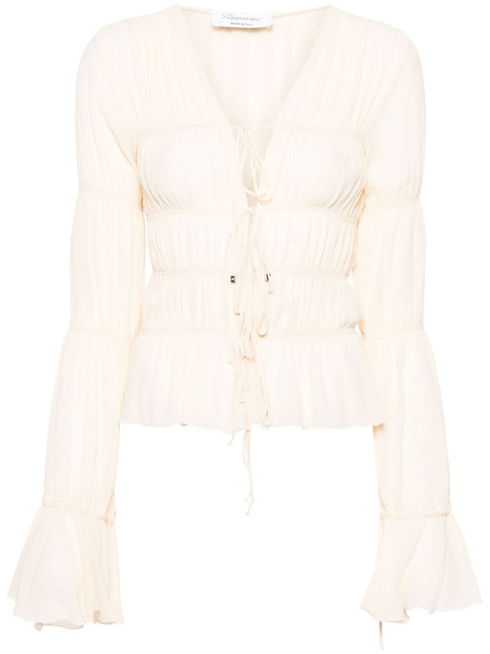 semi-sheer tiered blouse - 1