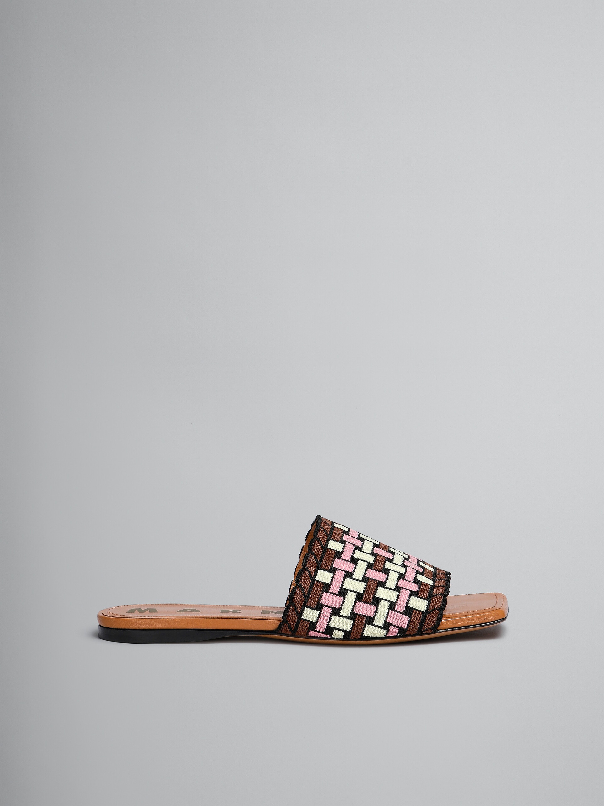 LIGHT YELLOW BROWN AND PINK JACQUARD SANDAL - 1