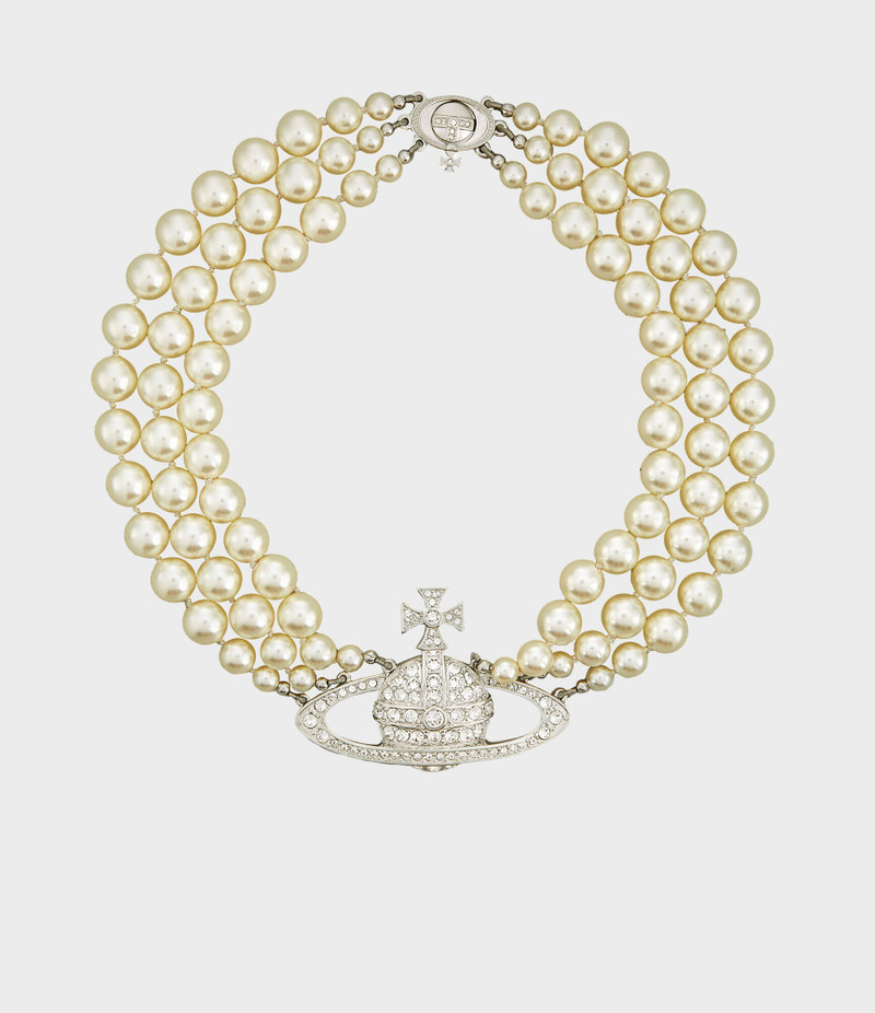 THREE ROW 펄 BAS RELIEF CHOKER 1