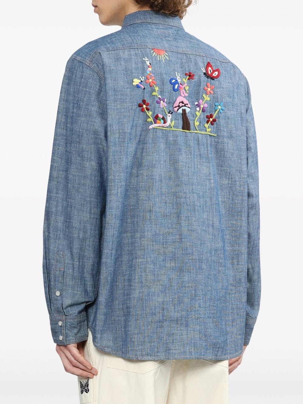 embroidered denim shirt - 4